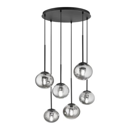 Ondaluce - Suspension sur câble JEWEL 6xE14/10W/230V Ø 55 cm noir fumé