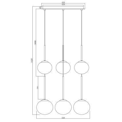 Ondaluce - Suspension sur câble JEWEL 6xE14/10W/230V Ø 55 cm noir fumé