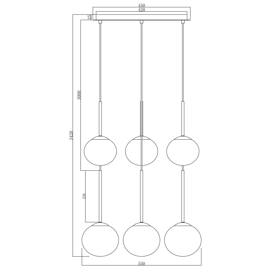 Ondaluce - Suspension sur câble JEWEL 6xE14/10W/230V Ø 55 cm noir fumé