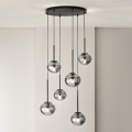 Ondaluce - Suspension sur câble JEWEL 6xE14/10W/230V Ø 55 cm noir/noir fumé