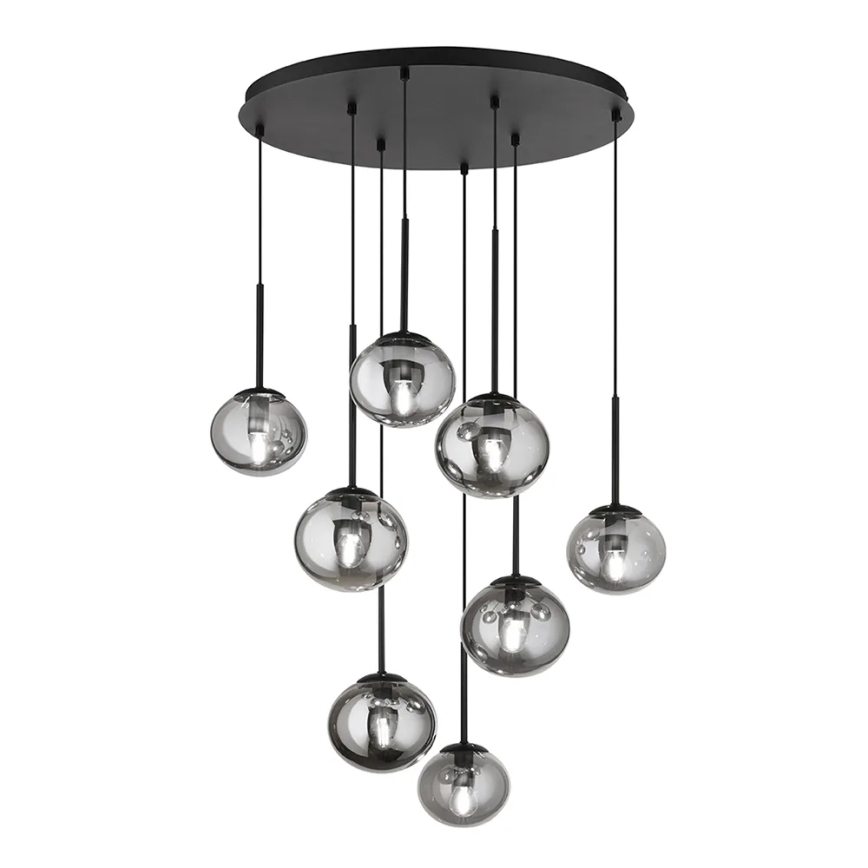 Ondaluce - Suspension sur câble JEWEL 8xE14/10W/230V Ø 70 cm noir/noir fumé