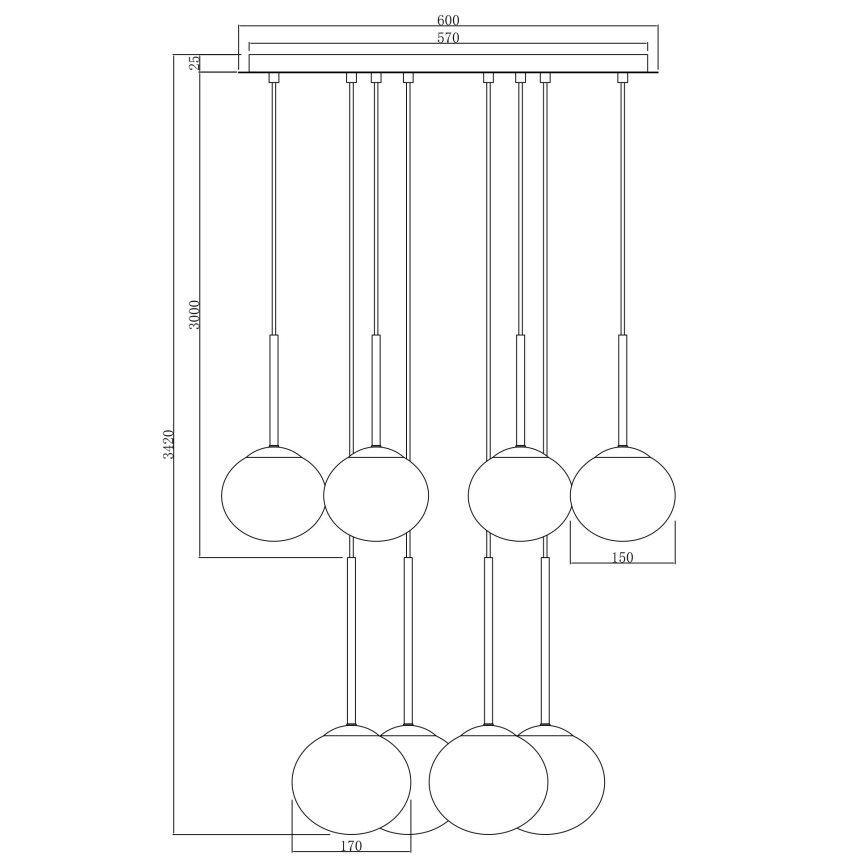 Ondaluce - Suspension sur câble JEWEL 8xE14/10W/230V Ø 70 cm noir/noir fumé