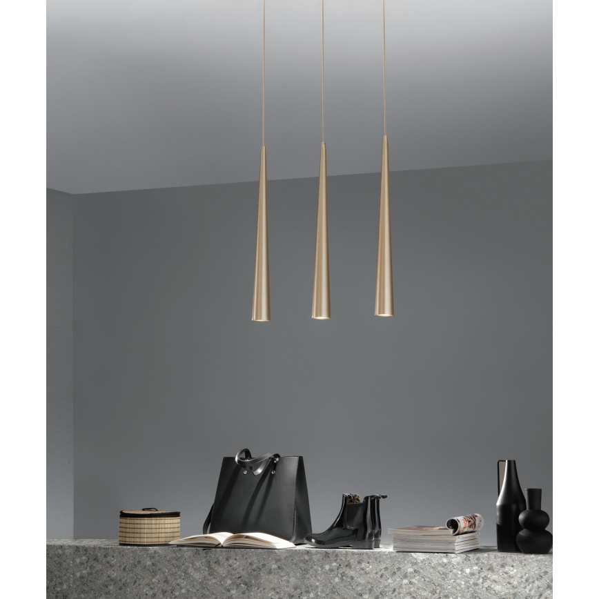 Ondaluce - Suspension sur câble NOA 1x GU10/20W/230V Ø 5,5 cm dorée