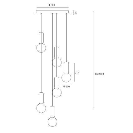 Ondaluce - Suspension sur câble ROCK 6xG9/7W/230V Ø 35 cm béton/marron/gris/blanc