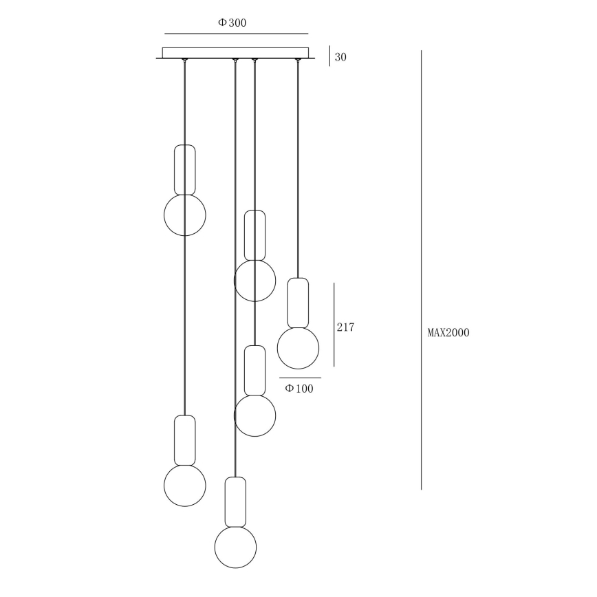 Ondaluce - Suspension sur câble ROCK 6xG9/7W/230V Ø 35 cm béton/marron/gris/blanc