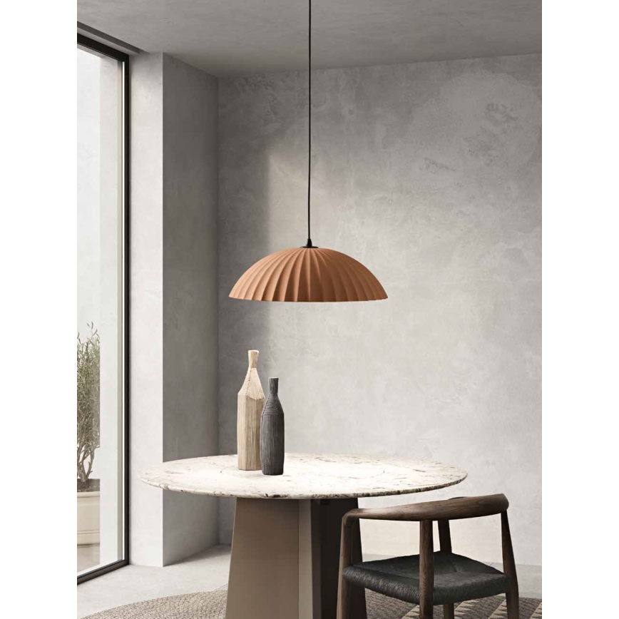 Ondaluce - Suspension sur câble RUSTIC 1xE27/15W/230V Ø 50 cm béton/marron