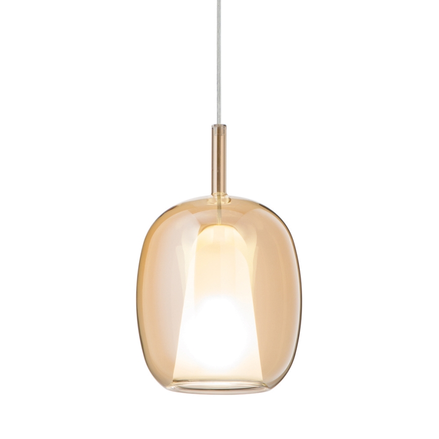 Ondaluce - Suspension sur câble THELMA 1xE27/15W/230V Ø 19,5 cm doré/beige fumé