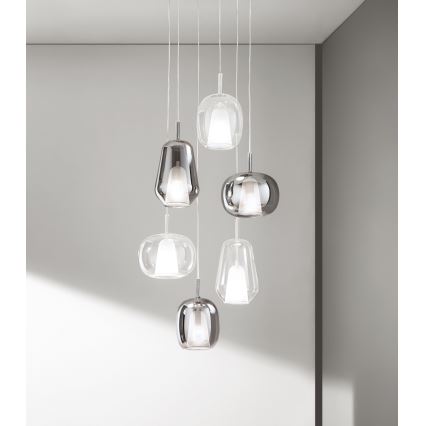 Ondaluce - Suspension sur câble THELMA 1xE27/15W/230V Ø 19,5 cm doré/transparent