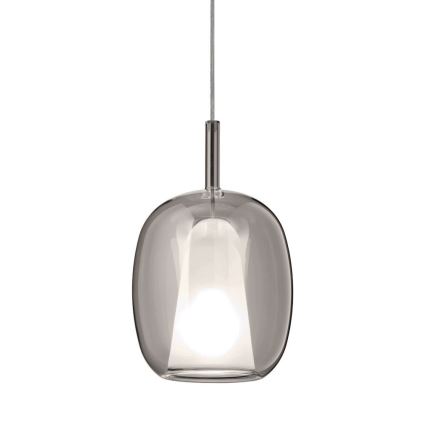 Ondaluce - Suspension sur câble THELMA 1xE27/15W/230V Ø 19,5 cm noir/gris fumé