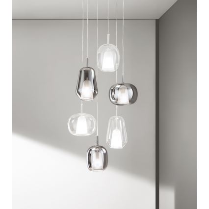 Ondaluce - Suspension sur câble THELMA 1xE27/15W/230V Ø 19,5 cm noir/gris fumé