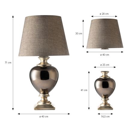 ONLI - Lampe de table AMADEUS 1xE27/15W/230V grise