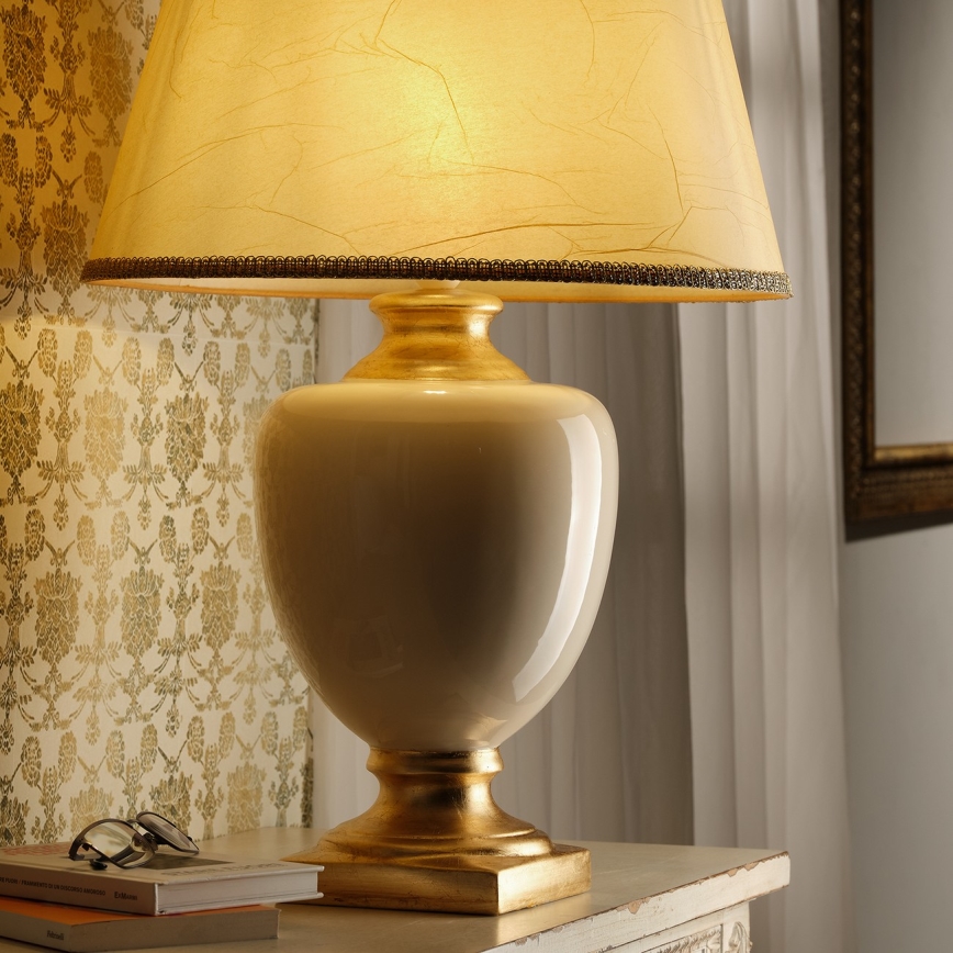 ONLI - Lampe de table MOZART 1xE27/22W/230V beige/doré 75 cm