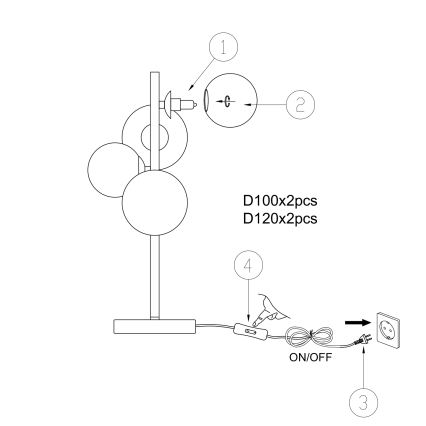 ONLI - Lampe de table PALOMA 4xG9/10W/230V 48 cm doré