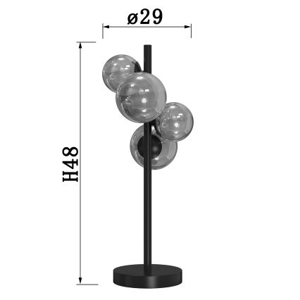 ONLI - Lampe de table PALOMA 4xG9/10W/230V 48 cm noir/fumé