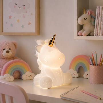 ONLI - Lampe de table PORCELLANA 1xE14/6W/230V 23,5 cm licorne