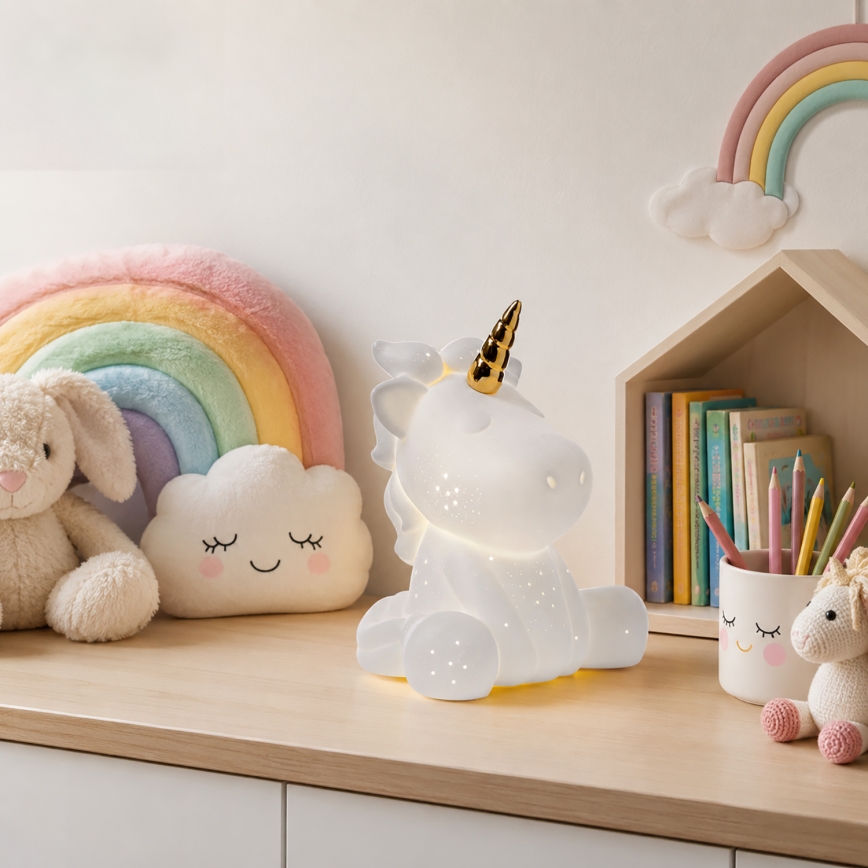 ONLI - Lampe de table PORCELLANA 1xE14/6W/230V 23,5 cm licorne