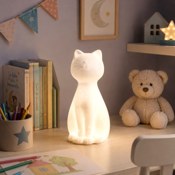 ONLI - Lampe de table PORCELLANA 1xE14/6W/230V 27,2 cm chat