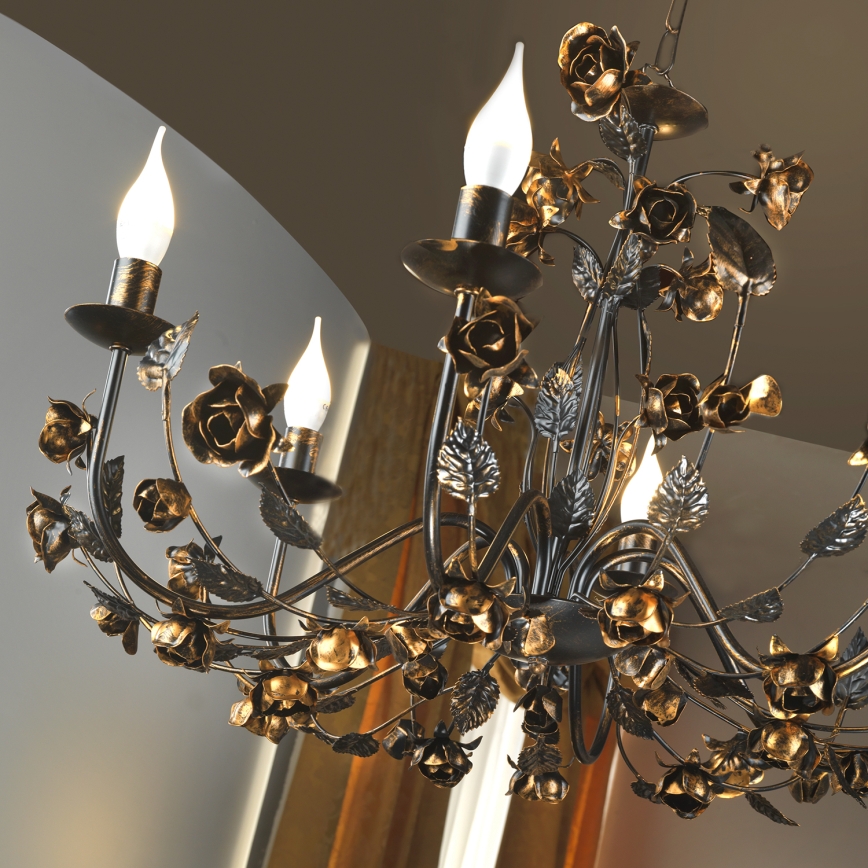 ONLI - Lustre sur chaîne CAROLINA 6xE14/6W/230V bronze