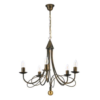 ONLI - Lustre suspendu MILVIA sur chaîne 5xE14/6W/230V, finition bronze