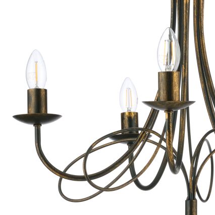 ONLI - Lustre suspendu MILVIA sur chaîne 5xE14/6W/230V, finition bronze