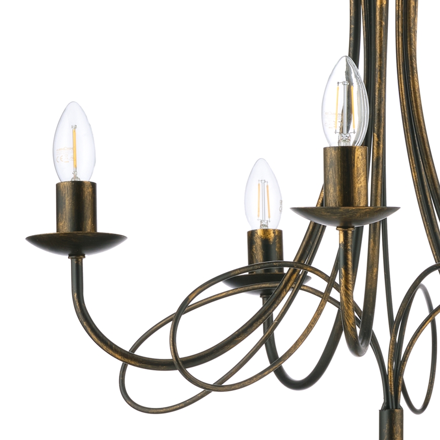 ONLI - Lustre suspendu MILVIA sur chaîne 5xE14/6W/230V, finition bronze