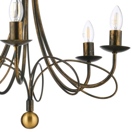 ONLI - Lustre suspendu MILVIA sur chaîne 5xE14/6W/230V, finition bronze