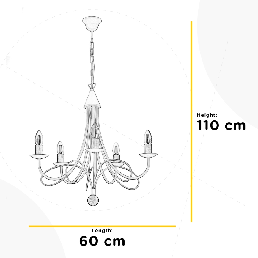 ONLI - Lustre suspendu MILVIA sur chaîne 5xE14/6W/230V, finition bronze