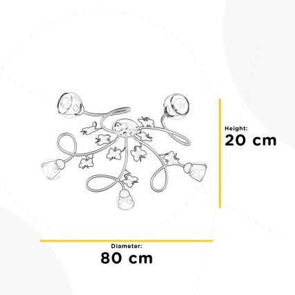 ONLI - Plafonnier enfant BUTTERFLY 5xE14/6W/230V