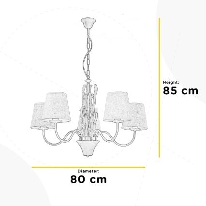 ONLI - Suspension chaîne AGAR 5xE14/6W/320V diam. 80 cm