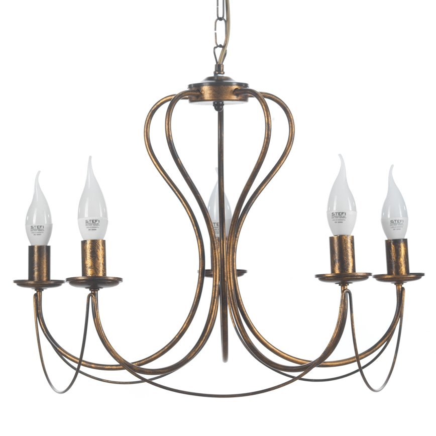 ONLI - Suspension chaîne CANDELA 5xE14/6W/230V bronze