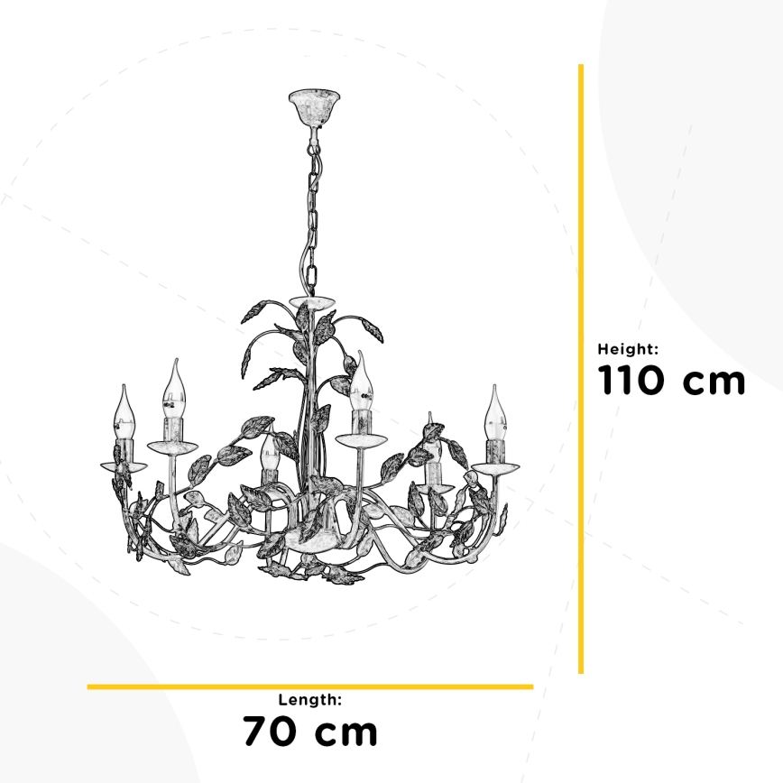 ONLI - Suspension chaîne COLLANA 6xE14/6W/230V blanc/doré
