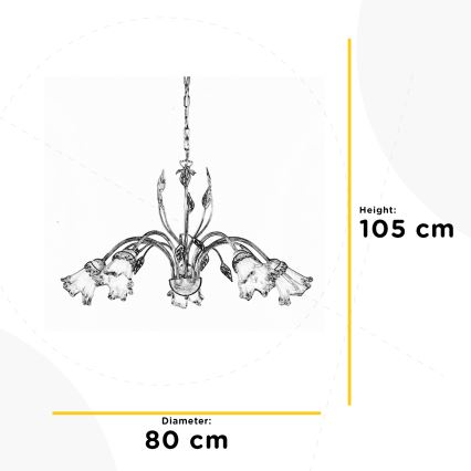 ONLI - Suspension chaîne LANCIA 5xE14/6W/230V