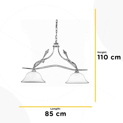 ONLI - Suspension chaîne LUCREZIA 2xE27/22W/230V crème