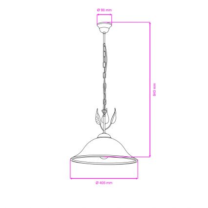 ONLI - Suspension chaîne MIRA 1xE27/22W/230V d. 40 cm