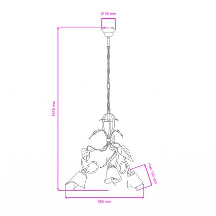 ONLI - Suspension chaîne MIRANDA 3xE14/6W/230V