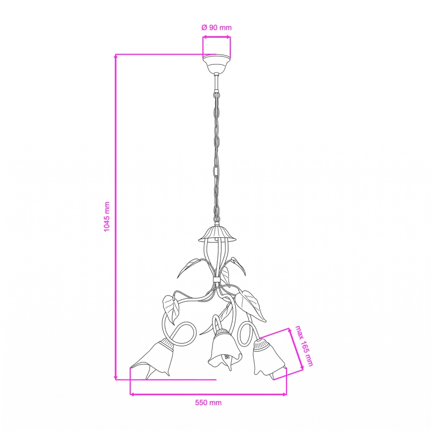 ONLI - Suspension chaîne MIRANDA 3xE14/6W/230V