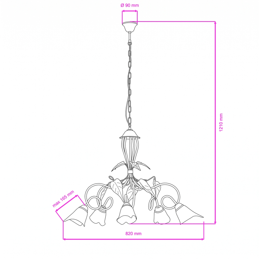 ONLI - Suspension chaîne MIRANDA 5xE14/6W/230V