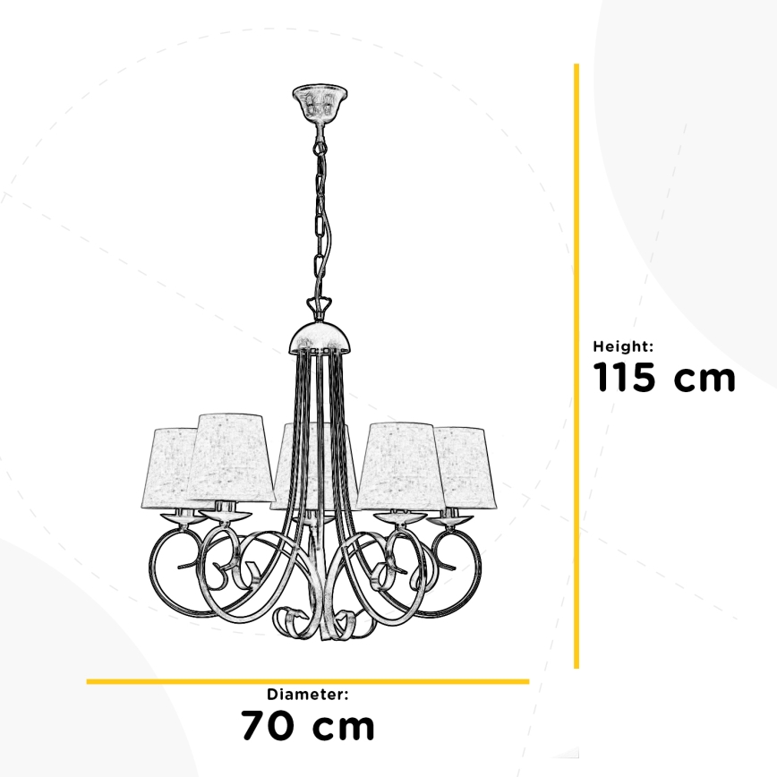 ONLI - Suspension chaîne POMPEI 5xE14/6W/230V bronze