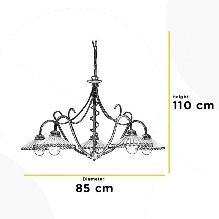 ONLI - Suspension chaîne ROSINA 5xE14/6W/230V