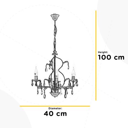 ONLI - Suspension chaîne TERESA 3xE14/6W/230V bronze