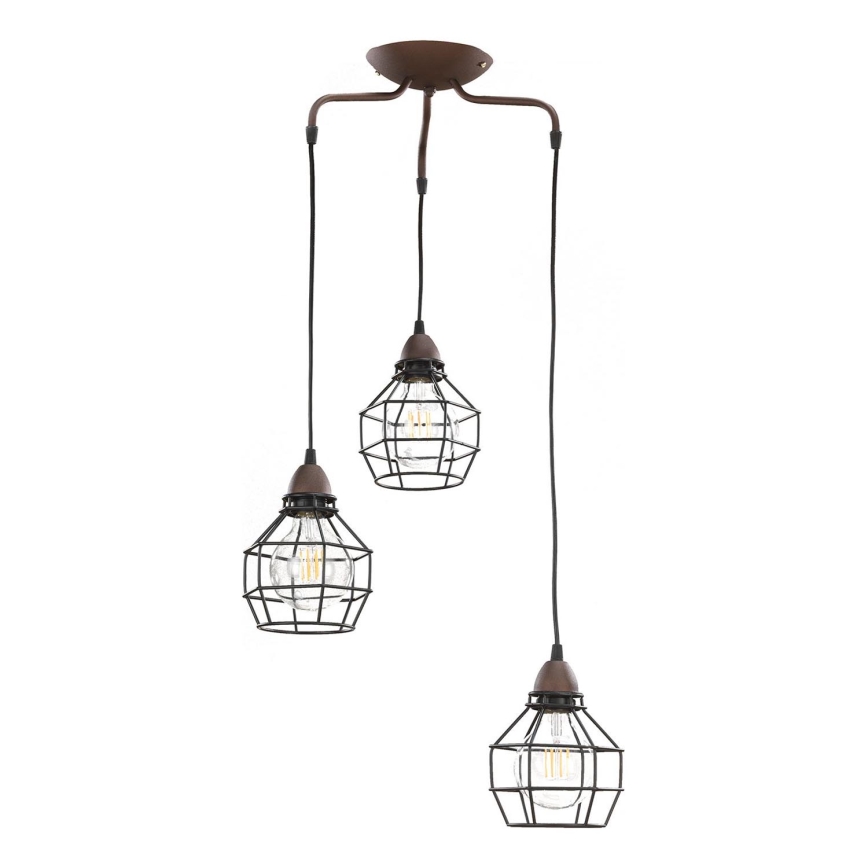 ONLI - Suspension filaire ARAIGNEE 3xE27/15W/230V noir/marron