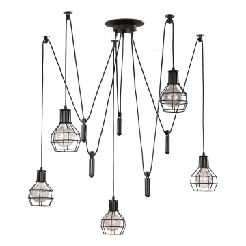 ONLI - Suspension filaire ARAIGNEE 5xE27/15W/230V araignée noir