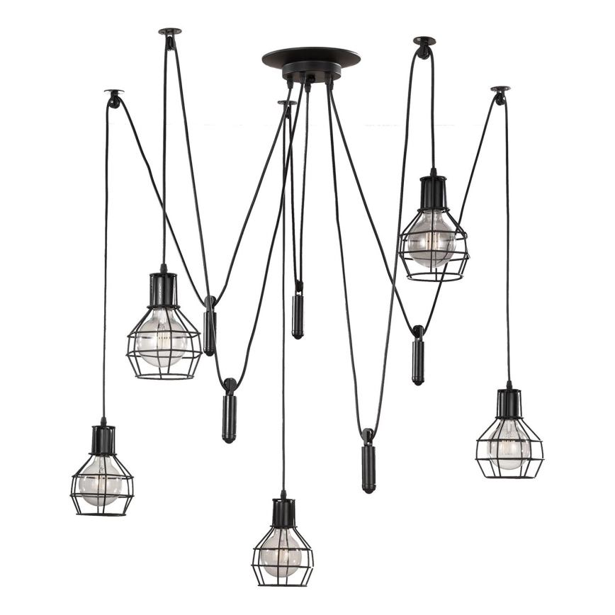 ONLI - Suspension filaire ARAIGNEE 5xE27/15W/230V araignée noir