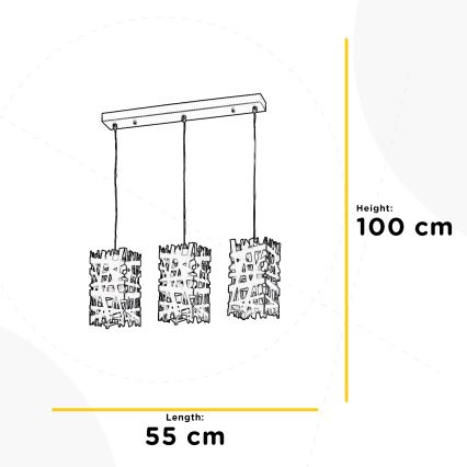 ONLI - Suspension filaire FORESTA 3xE27/15W/230V noir