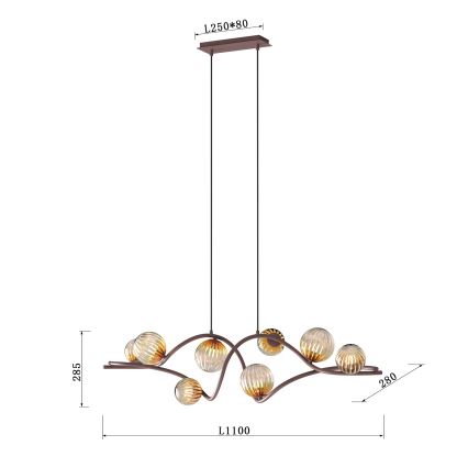 ONLI - Suspension filaire FRIDA 8xG9/10W/230V cuivre
