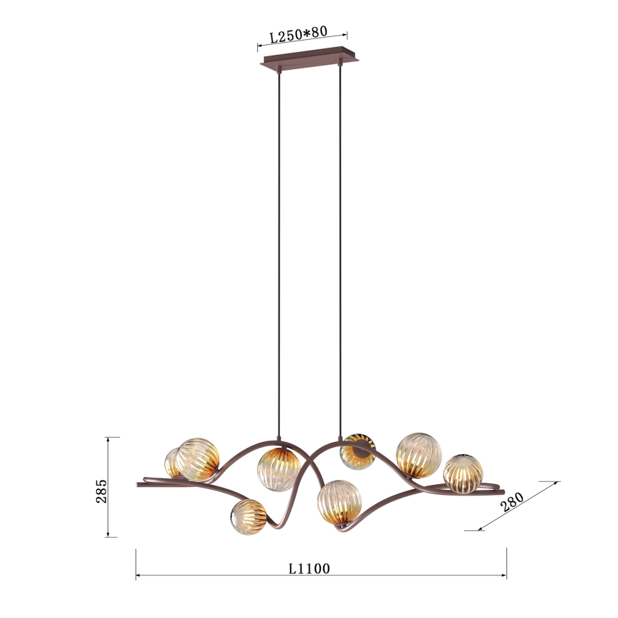 ONLI - Suspension filaire FRIDA 8xG9/10W/230V cuivre