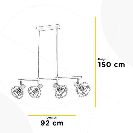 ONLI - Suspension filaire GINGER 4xE14/6W/230V