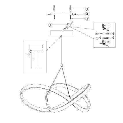 ONLI - Suspension filaire LOOP LED/40W/230V 4000K chrome brillant
