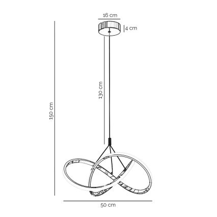 ONLI - Suspension filaire LOOP LED/40W/230V 4000K chrome brillant