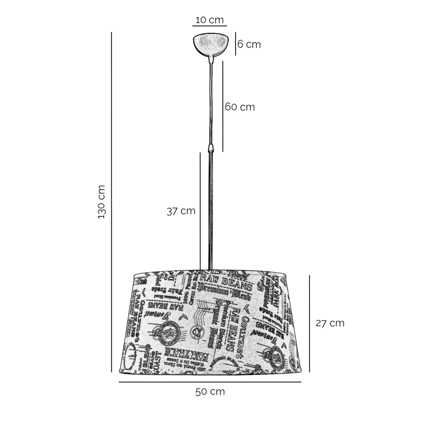 ONLI - Suspension filaire MAIDA 1xE27/15W/230V d. 50 cm marron
